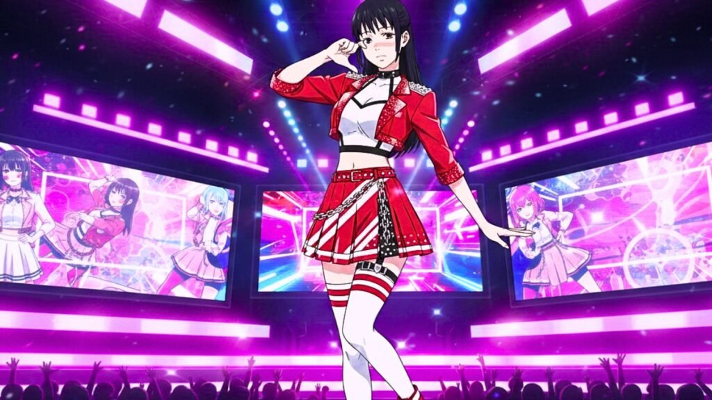 Hutahime de Jujutsu Kaisen dando un concierto como la nueva integrante de las guerreras K-pop