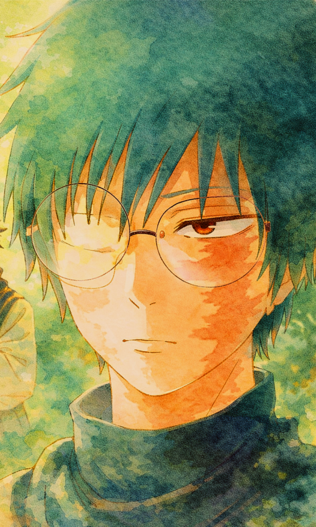 Maki Zenin al estilo Ghibli, en primer plano de su rostro en su aspecto actual después del arco de Shibuya.