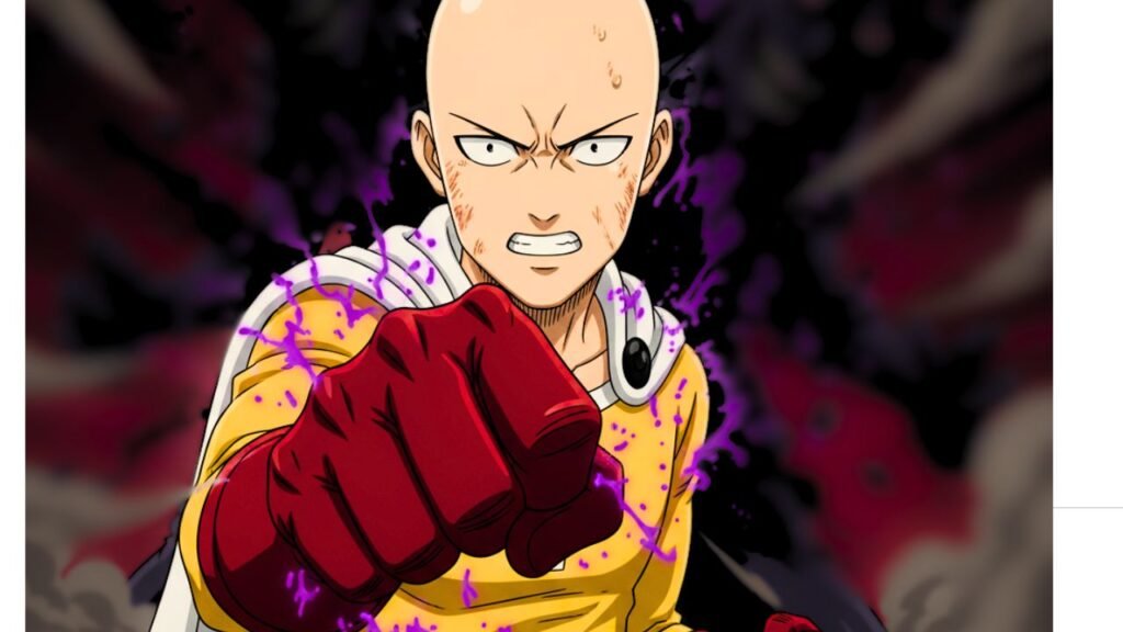 Saitama derrotando a un monstruo