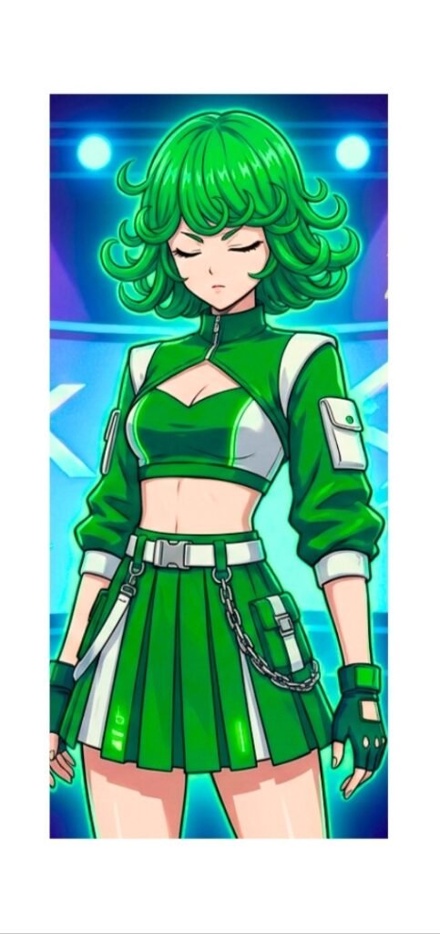Tatsumaki de One punch Man con un atuendo de una estrella K-pop