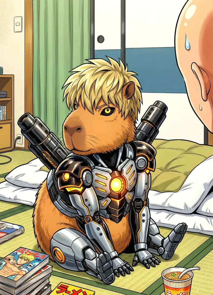 Genos como un capibara tierno y adorable robotico