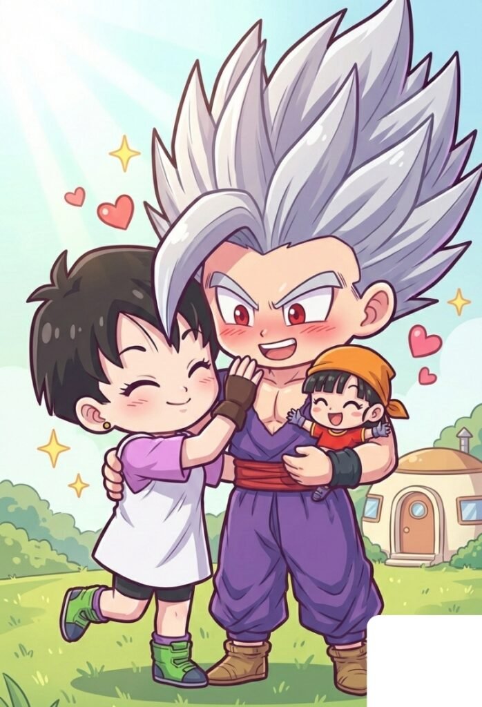 Gohan modo bestia feliz con su familia