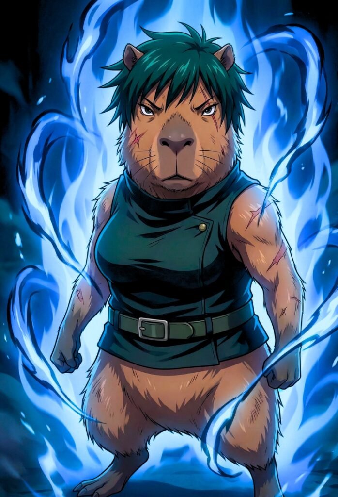 Así se vería Maki Zenin como una capibara fuerte y con poder maldito
