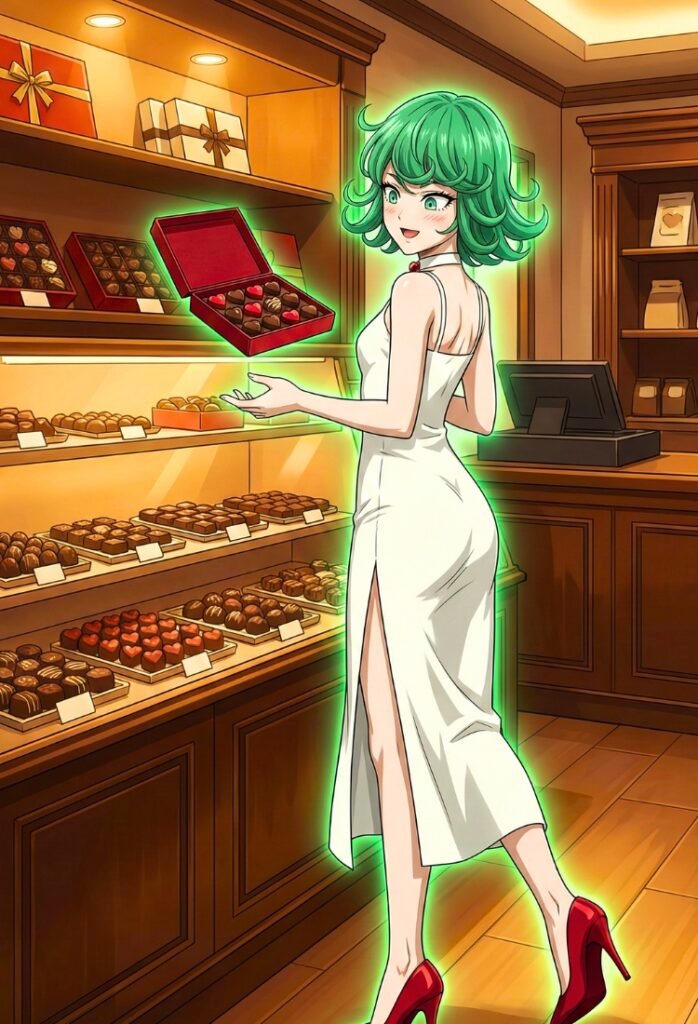 Fanart: Tatsumaki le compra chocolates a Saitama por el día de los enamorados