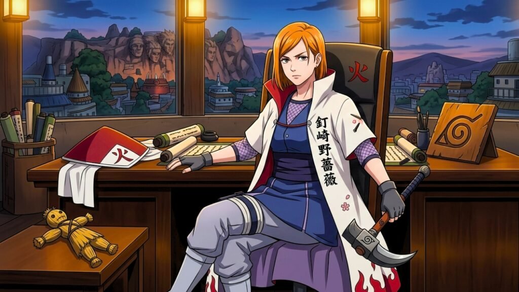 Nobara Kugisaki como Hokage en Naruto Shippuden, así es como se ve vestida de Hokage.